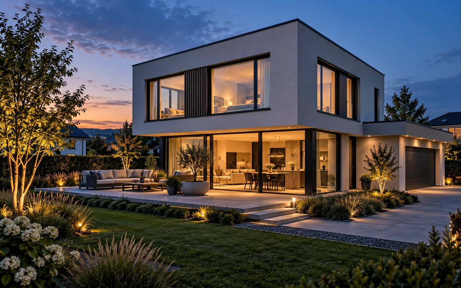 Modernes schlüsselfertiges Wohnhaus mit Außenanlage